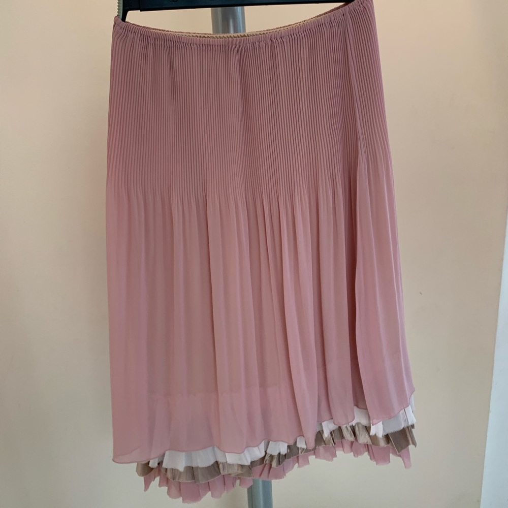 Vintage Pleated layered ruffle maxi skirt